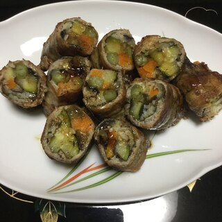 茄子とズッキーニの豚肉巻き